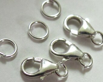 Sterling silver stamped small size lobster clasp - set of 3 clasps - BD220