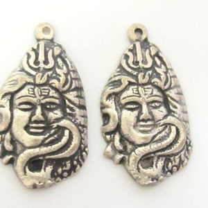 1 Pendant - Hindu Lord Shiva symbol trident snake metal pendant - CP052 A custom design copyright Nepalbeadshop