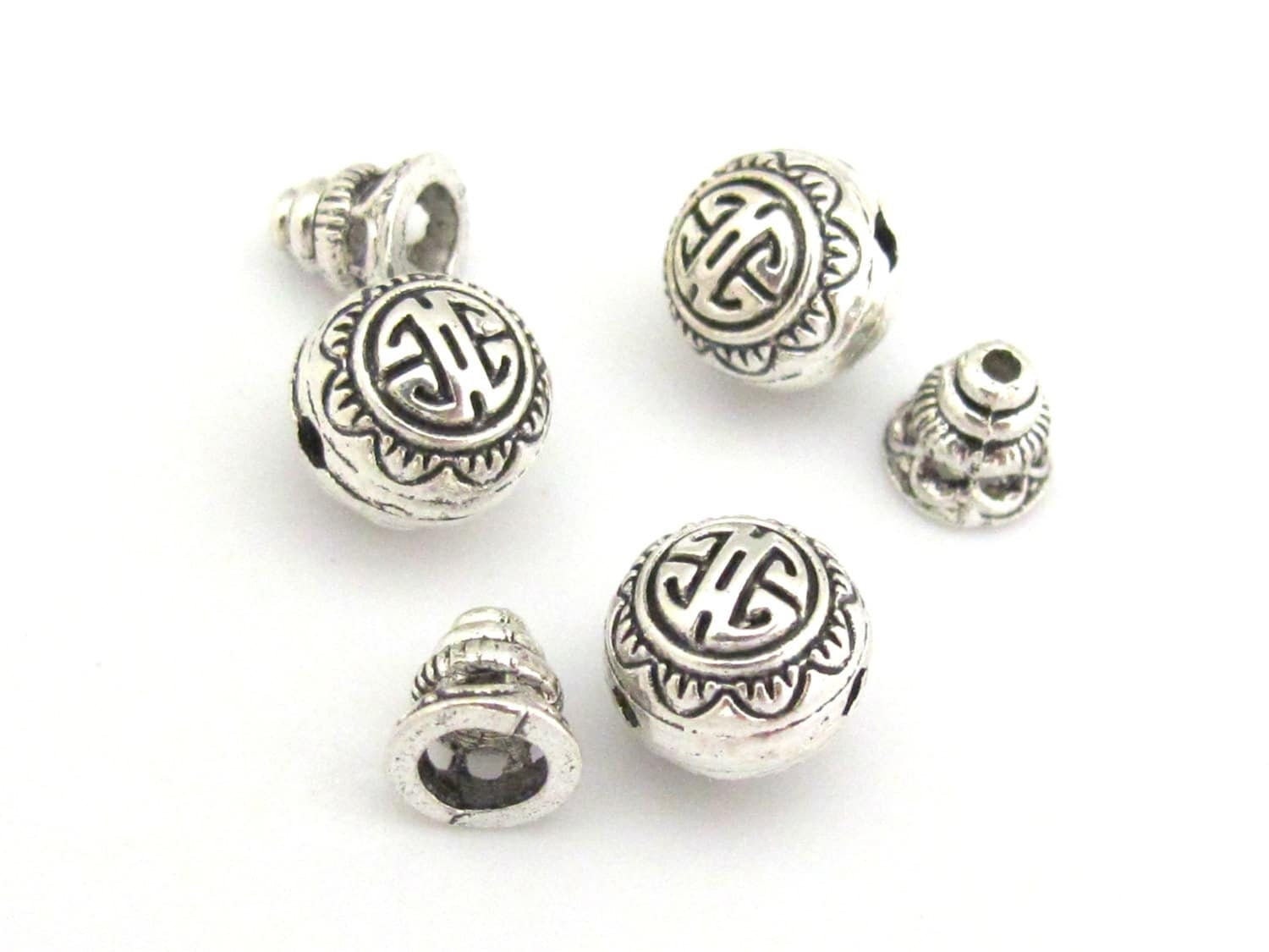 Tibetan Silver Vintage Guru Findings Beads For DIY Jewelry Craft Making 1 Set 