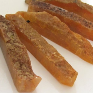 3 beads - Natural rough agate sticks amber yellow color beads top side hole drilled  GM285A