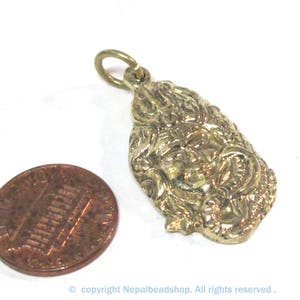 1 Pendant - Hindu Lord Shiva symbol trident snake brass charm pendant - CP130