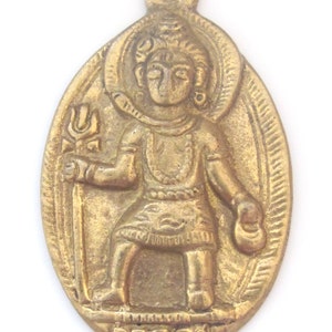 Hindu Lord Shiva with trident and snake brass pendant - 1 pendant - CP024 custom design copyright Nepalbeadshop