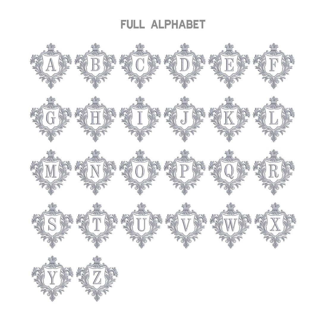 Vintage Monogram Alphabet Embroidery Design Set – Floral Letter Crest ...