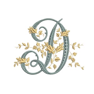 DISEÑO DE BORDADO A MÁQUINA: bordado victoriano de la letra D, bordado del alfabeto victoriano, bordado del alfabeto antiguo, bordado de monograma