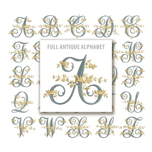 MACHINE EMBROIDERY Design Victorian Letter Embroidery Full set Alphabet 2 colors embroidery Antique Monogram jef pes hus sew exp pcs dst vp3