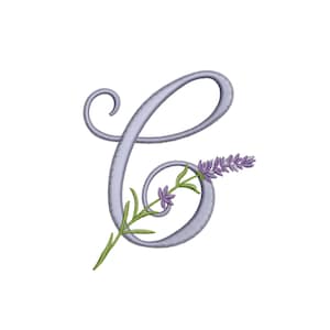 DESIGN DE BORDADO À MÁQUINA - Alfabeto lavanda, design de bordado da letra C para a Páscoa, bordado no estilo provençal