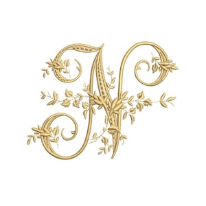 Machine embroidery design Capital letter N from Digitized Victorian alphabet style 4x4 7x5 Monogram jef pes hus sew exp pcs dst vp3 xxx