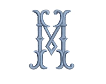 MACHINE EMBROIDERY DESIGN - Letter M, vintage letter embroidery design, victorian style embroidery monogram Digitized  alphabet 4x4 7x5