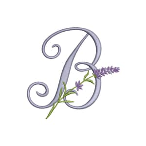 DESIGN DE BORDADO À MÁQUINA - Alfabeto lavanda, desenho de bordado da letra B para a Páscoa, bordado estilo provençal