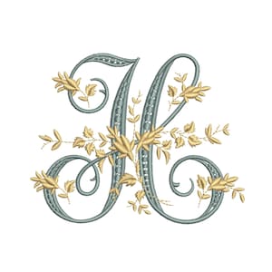 MACHINE EMBROIDERY DESIGN - Victorian Letter H embroidery, Victorian alphabet embroidery, Antique alphabet embroidery, Monogram embroidery