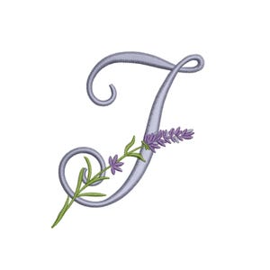 DESIGN DE BORDADO À MÁQUINA - Alfabeto lavanda, desenho de bordado da letra I para a Páscoa, bordado no estilo provençal