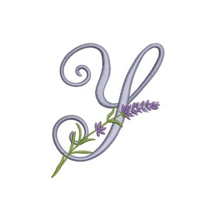 DESIGN DE BORDADO À MÁQUINA - Alfabeto lavanda, desenho de bordado da letra Y para a Páscoa, bordado estilo provençal