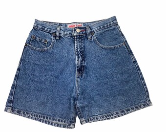 distressed denim mom shorts