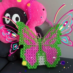 Bolso de cuentas de mariposa de cristal: colorido bolso de hombro hecho a mano