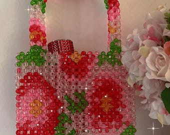 TYPESERVICE ♥ Rose Beads Bag/追跡付 Rose Beaded Bag, Rose Garden Bead Bag, Beaded Clutch Bag