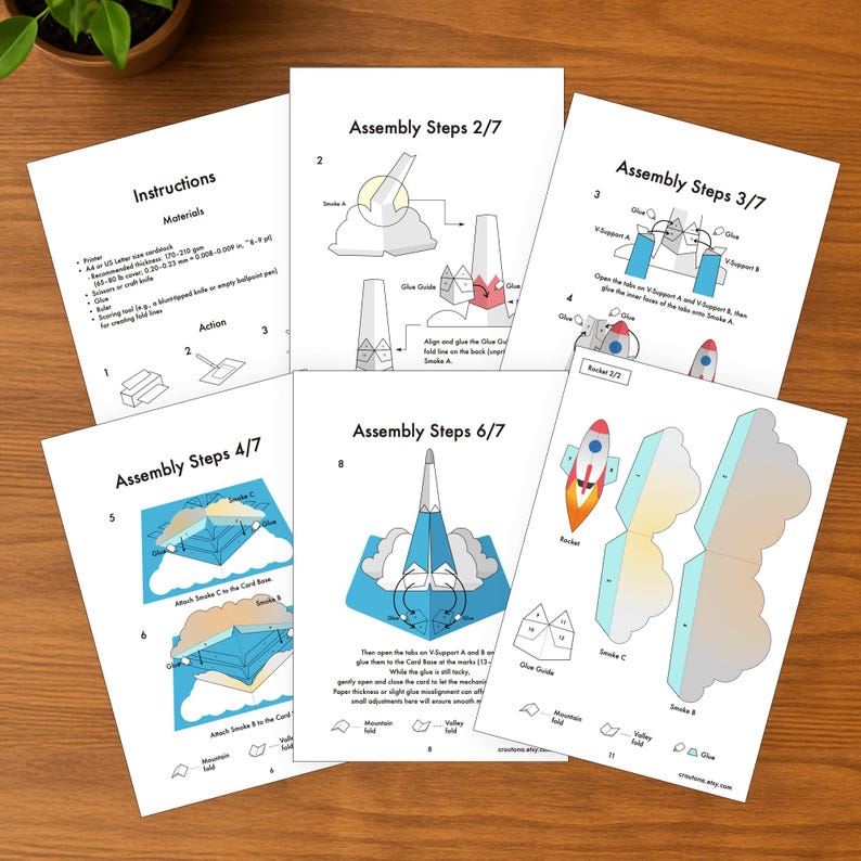 Rocket Pop-up Birthday Card Printable, Space Craft (PDF Template) - Etsy