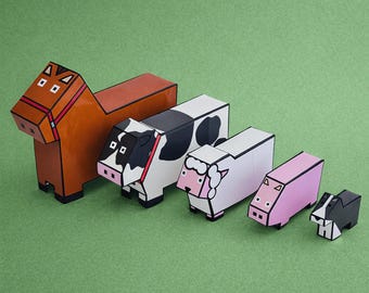 Kit imprimible de animales de papel para niños: Animales anidados DIY