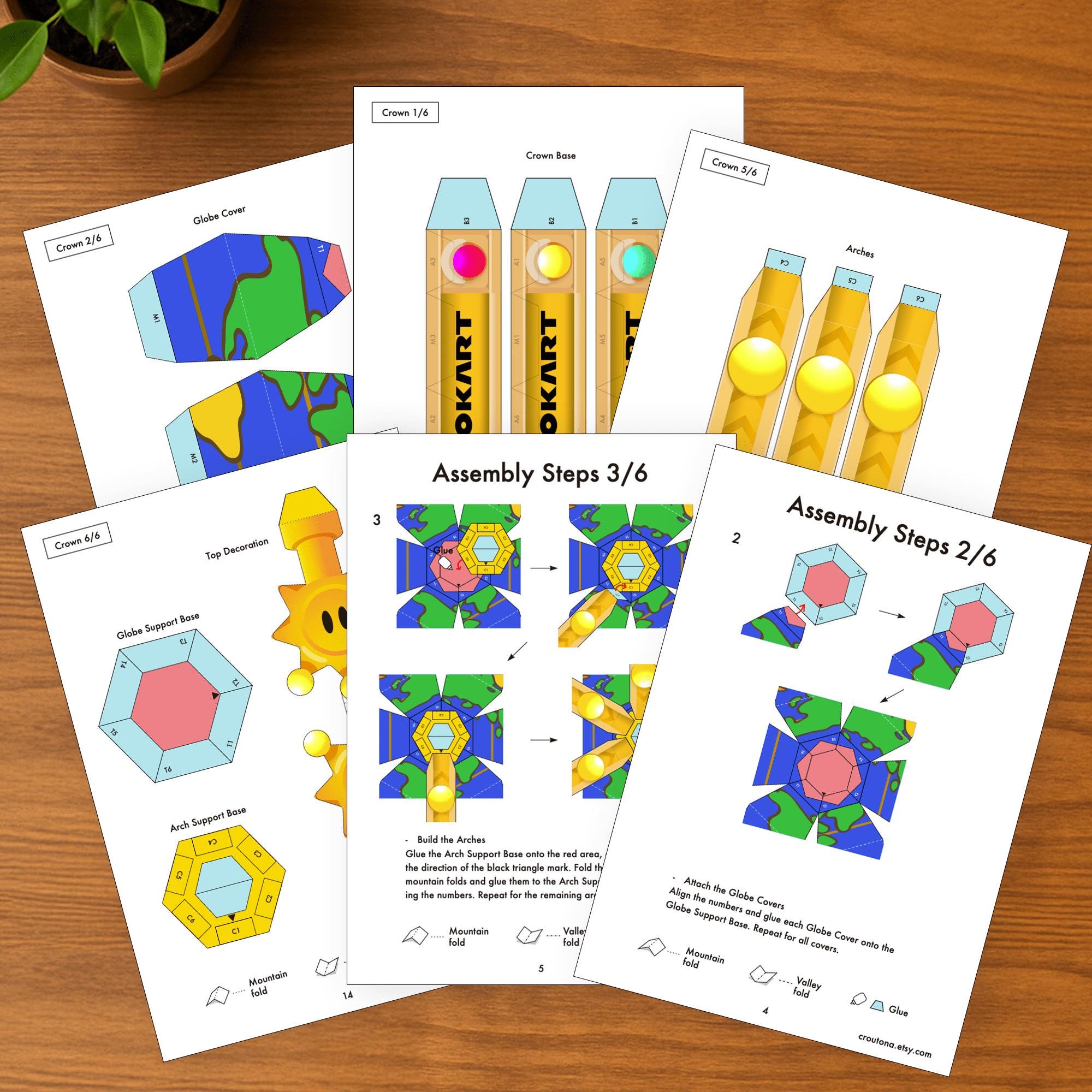 Printable Mario Kart World Winner Crown Papercraft – 3D DIY Party Hat ...