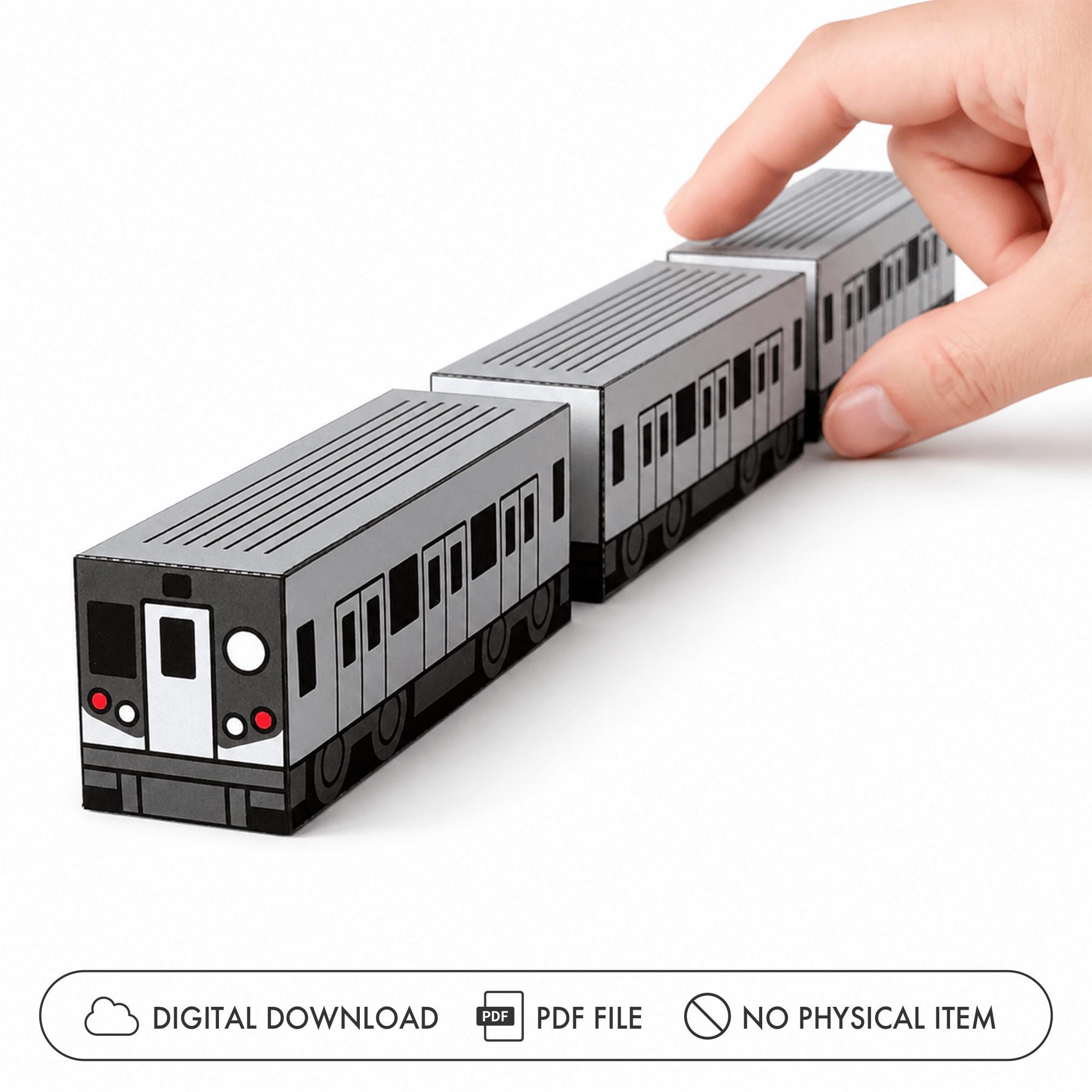 Connectable Subway Train Papercraft, Cab and Intermediate Cars,…