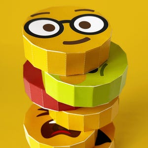 Emoji Papercraft Models, DIY Polygon Desk Decoration, Printable Emoticon Models, Digital Download image 5