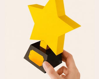 Star Trophy Papercraft Award | DIY 3D Star Model, Custom Message Plate (Digital Download)