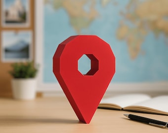 3D Map Pin Paper Craft | Location Marker DIY Model | Geometric Desktop Decor | Map Lover Gift | Office Decoration