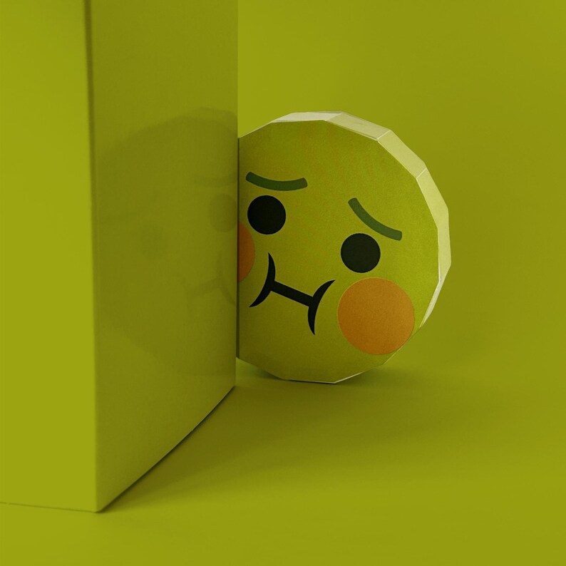 Emoji Papercraft Models, DIY Polygon Desk Decoration, Printable Emoticon Models, Digital Download image 3