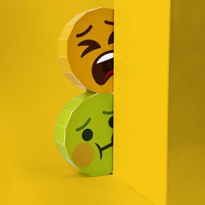 Emoji Papercraft Models, DIY Polygon Desk Decoration, Printable Emoticon Models, Digital Download image 6