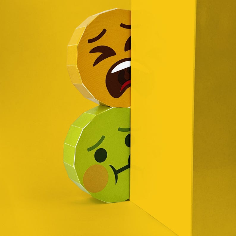 Emoji Papercraft Models, DIY Polygon Desk Decoration, Printable Emoticon Models, Digital Download image 6