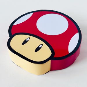 Super Mushroom Papercraft – Printable 3D Red Mushroom Template from Mario Games – Fun DIY Nintendo-Inspired Craft for Kids & Gamers