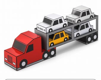 Car Carrier Truck Paper Craft | Kids DIY Toy (Printable PDF)