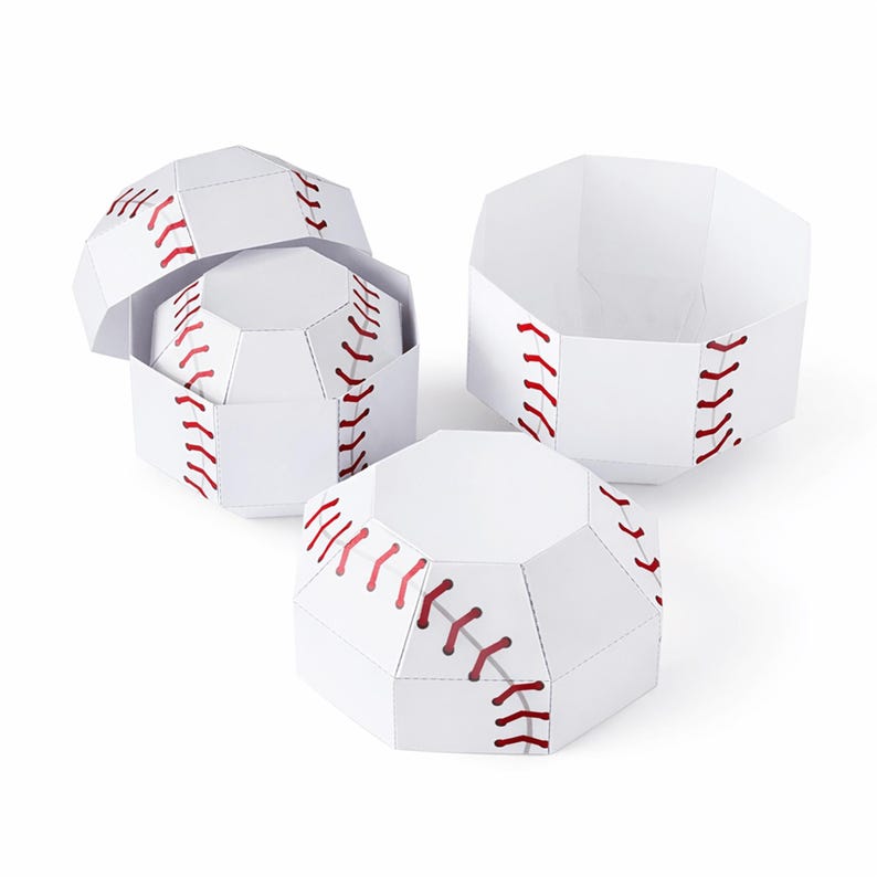 Baseball Treat Boxes Papercraft Template | Four Sizes, Party Favors ...