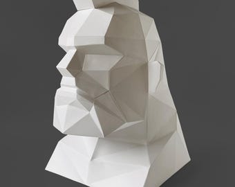 Polygonal Mohawk Mannequin Head Papercraft – DIY 3D Display for Headphones, Glasses | Printable PDF Template