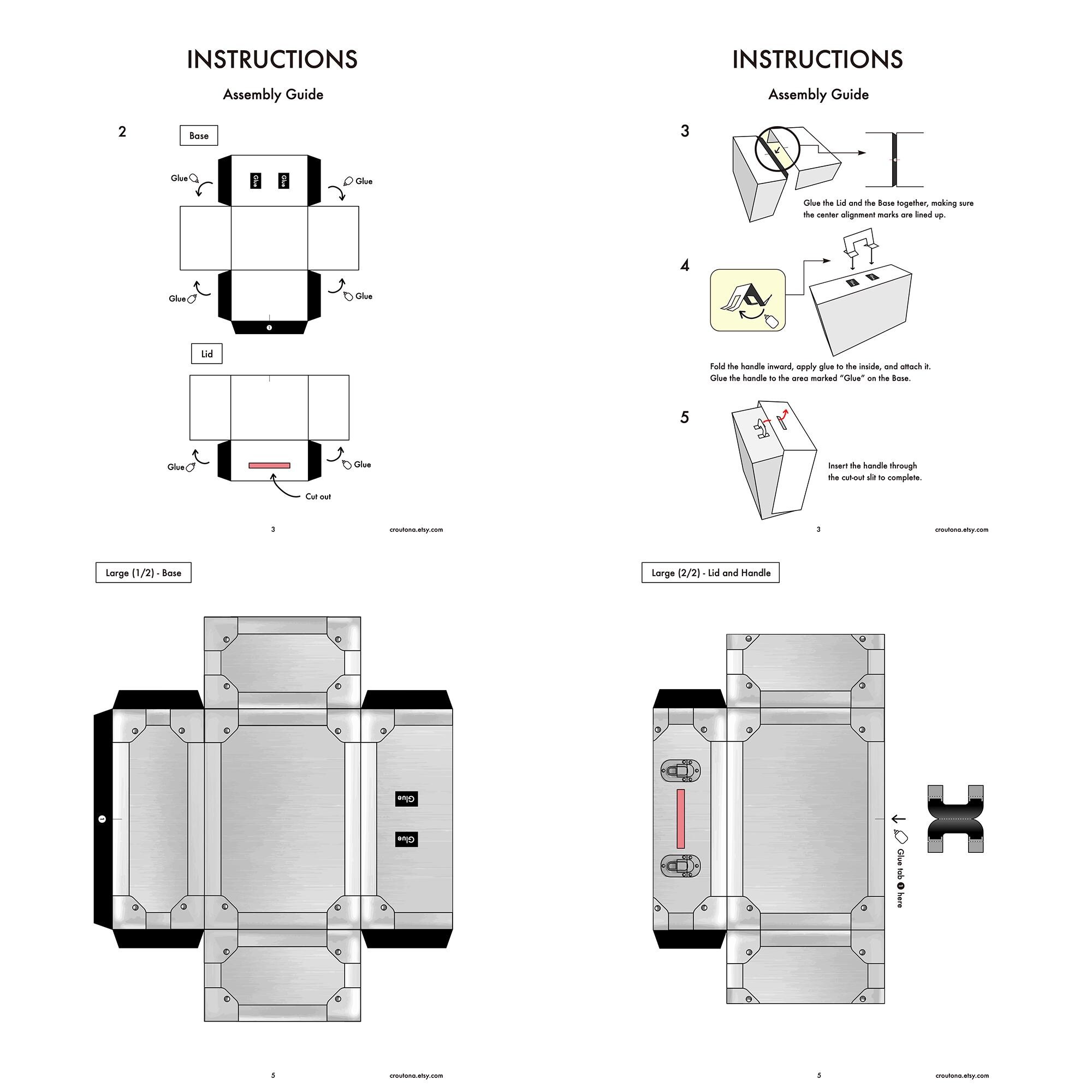 Aluminum Trunk Favor Box Papercraft Template | Secret Case Party Candy ...