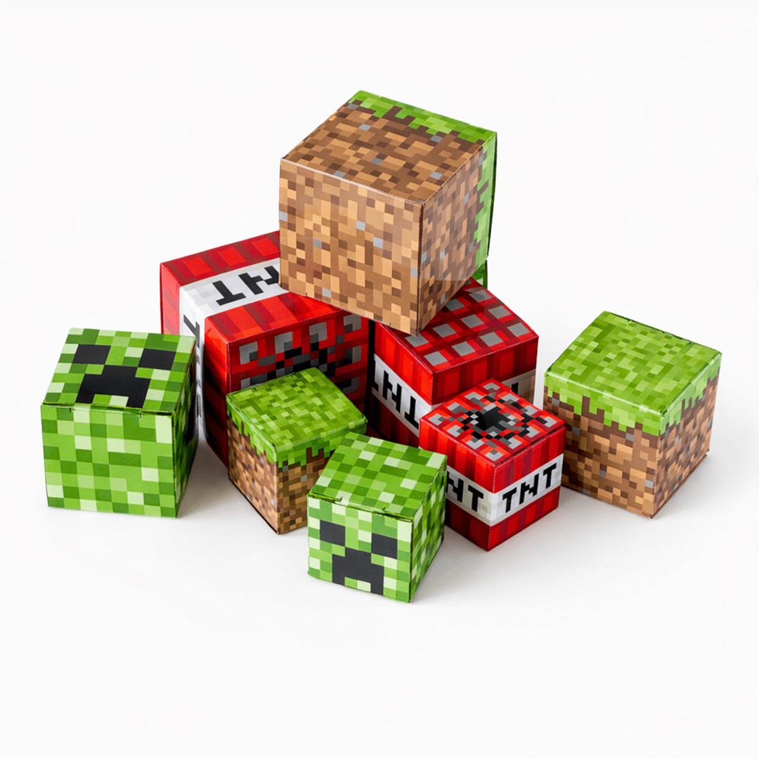 Minecraft Block Nesting Papercraft Boxes Printable Treat Gift Party ...