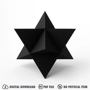 Merkaba Stern Papiervorlage, 3D Sterntetraeder Papierskulptur, geometrisches Dekor, druckbares PDF