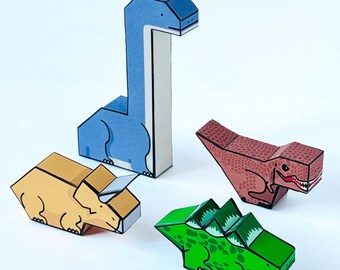 Dinosaur Papercraft Toys - Printable 3D Paper Dinosaurs - DIY Craft Activity (Digital Download)