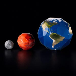 Earth Moon Mars Papercraft-set Laag poly geodetische bollen schaalmodel educatief decor
