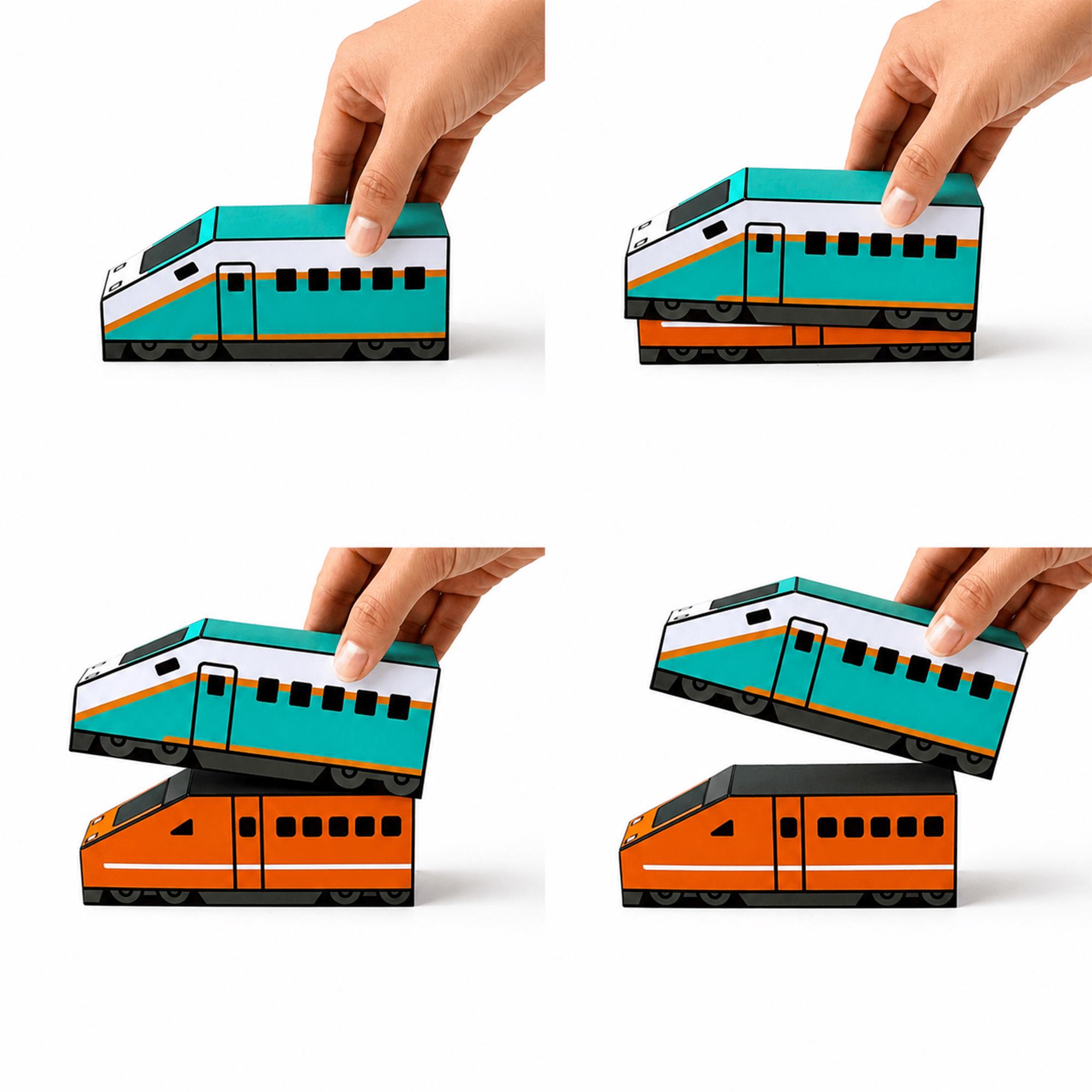 Printable Train Papercraft Set, Nesting Paper Toy, Coloring Pages ...