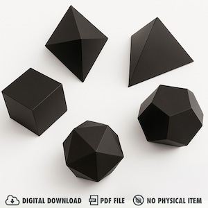 3D-papercraftset Platonic Solids – origamidecor met veelvlakken (5 sjablonen)