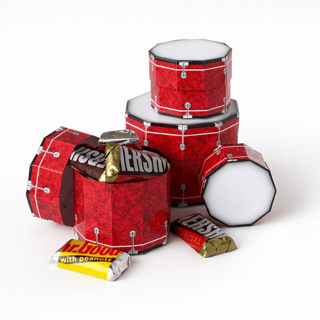 Drum Set Treat Box Printable Papercraft Nesting Candy Gift Boxes ...