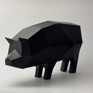 Modello fai da te di carta per artigianato geometrico a forma di maiale - Scultura di animali poligonali per l'arredamento della casa - Kit modello di carta 3D - Arte moderna a basso contenuto di poligoni
