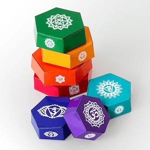 7 Chakra Hexagon Papercraft, Stackable Color Paper Tower, Printable PDF Digital Download Template