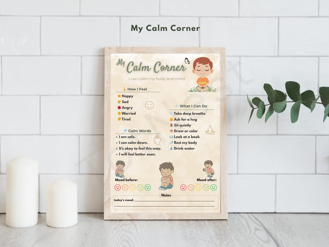 Calm Corner Printables, Feelings Chart, Emotional Regulation Tools (PDF ...