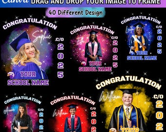 2025 Grad School Shirt Template Bundle, 2025 Grad School Canva Editable, Graduate Senior Shirt PNG Bootleg Rap Tee 2025, High School T Shirt