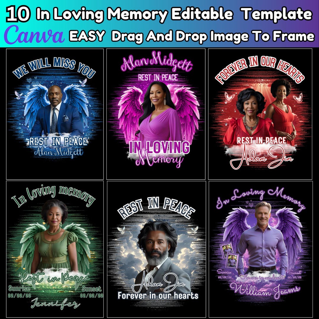 10+in Loving Memory Design Canva Editable Bundle, Memorial &funeral ...