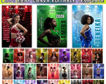 Cheerleader poster Canva Editable Template, Cheeleading Banner,Senior Cheer Team Poster,Custom Sports Poster, Senior Night Banners, Digital