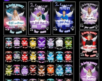 35 In Loving Memory Design Canva Editable Bundle, Memorial Design Bundle, 35 Different Design, Memorial Backgrounds Template,Drag your image