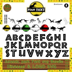 Jurassic Font Svg, Jurasic Park svg, jurasic world svg, Tyrannosaurus Rex, Jurassic Clipart PNG, Dinosaur Silhouette, dinosaur cricut svg