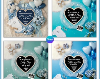 Boy Pregnancy Announcement Digital,  Boy Gender Reveal,Maternity Announcement,Social Media Reveal Editable Template,Its a Boy Little brother